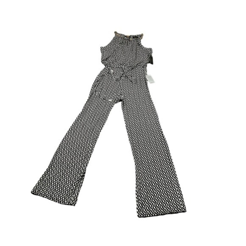 Laundry by Shelli Segal Sleeveless Belted Jumpsuit Chain‎ Neck Black Size 12 NWT